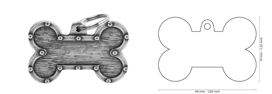 MyFamily Bronx XL Futuristic Bone ID Tag in Antique Silver