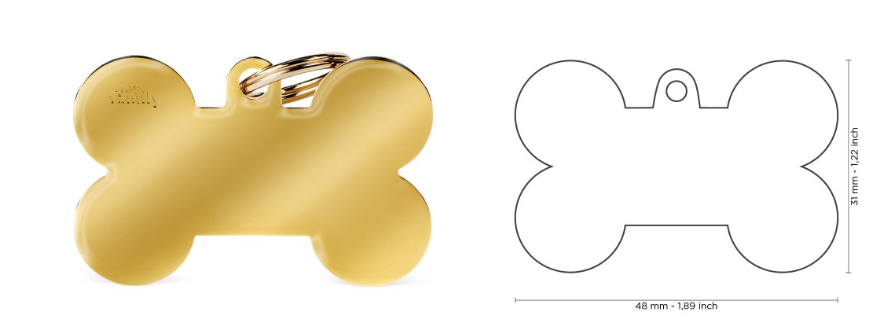 MyFamily Basic XL Bone ID Tag in Gold-Plated Brass