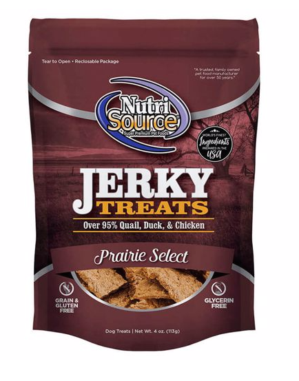 Nutri Source Quail Duck & Chicken Jivin Jerky Treat 4oz