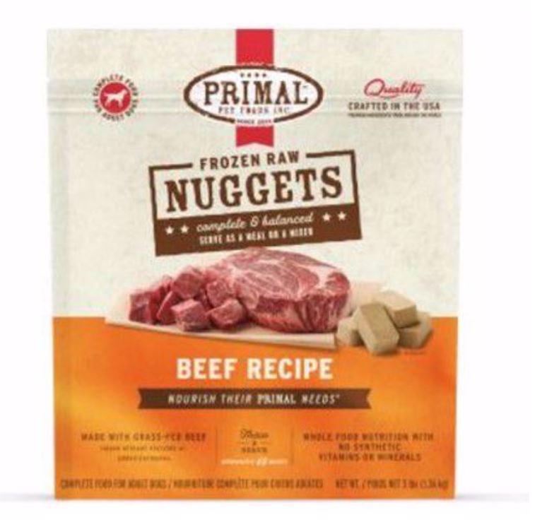 Primal Frozen Raw Nuggets Beef Dog 3#