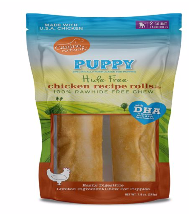 Canine Natural 7" Chicken Roll Hide Free Chew Puppy 2pk