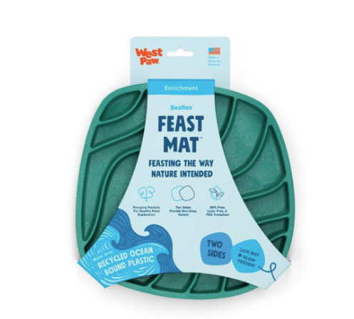 West Paw Waves Feast Lick Mat & Slow Feeder Kelp