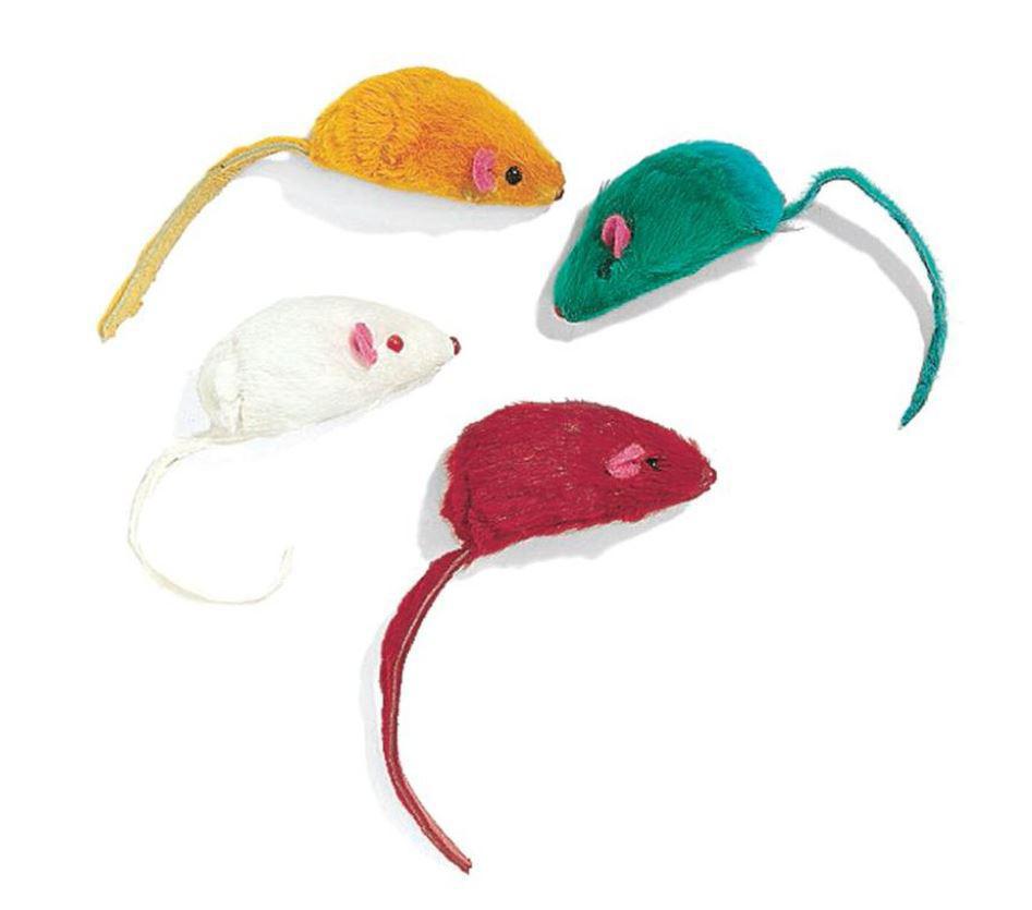 Spot Colored Plush Mice Catnip Toy 4ct