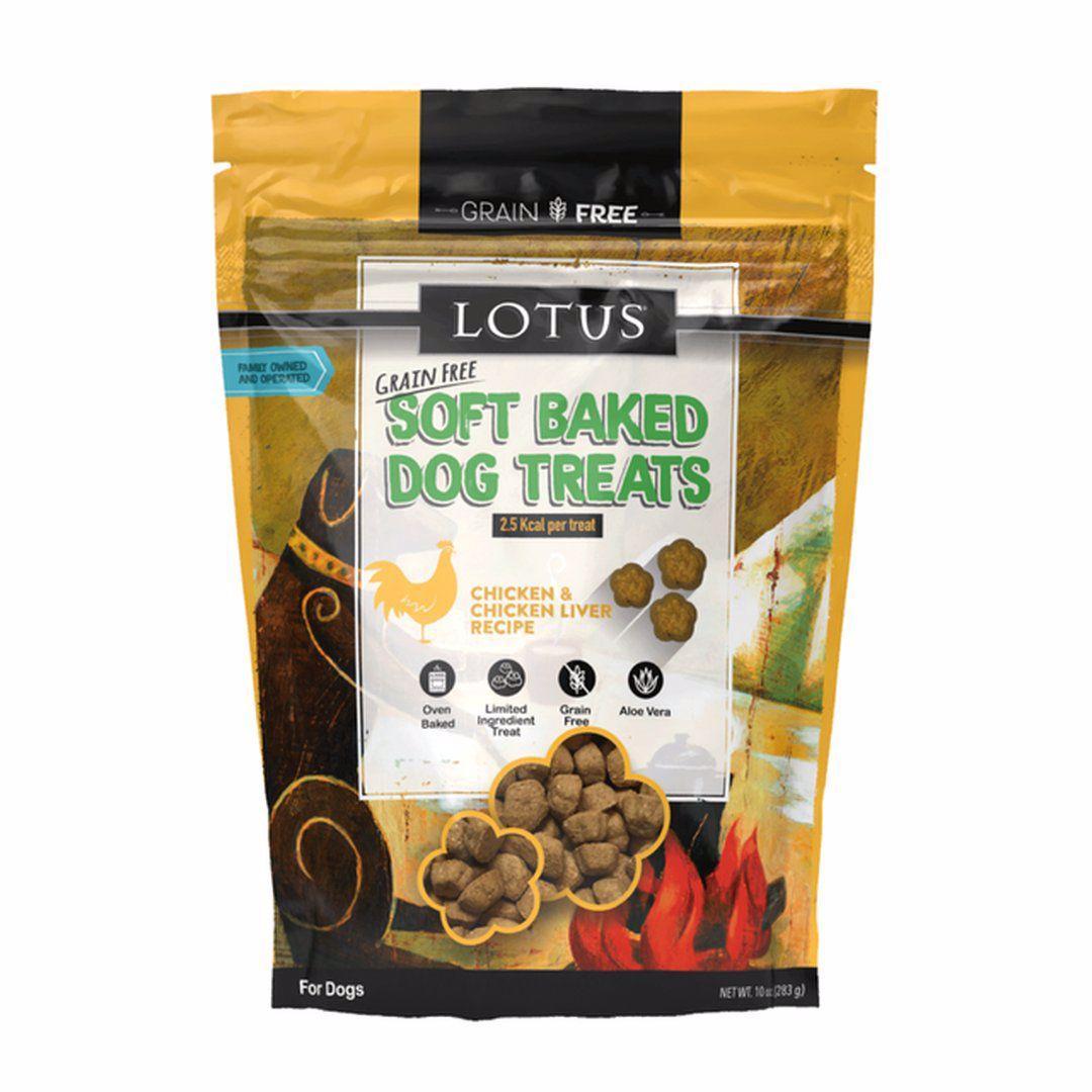 Lotus 10 oz Dog Chicken & Chick Liver Soft Baked Treat GF EA