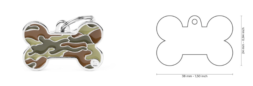 MyFamily Style Camouflage Big Green Bone ID Tag