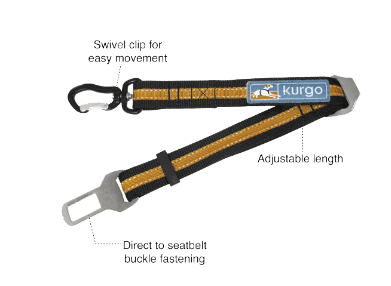 Kurgo Seat Belt Swivel Tether Orange