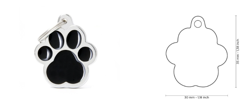MyFamily Classic Big Black Paw ID Tag