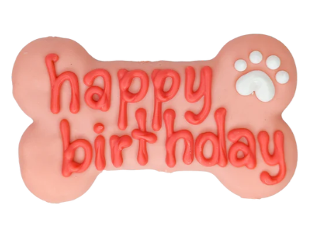 Bosco & Roxys Pink Happy Birthday Bone