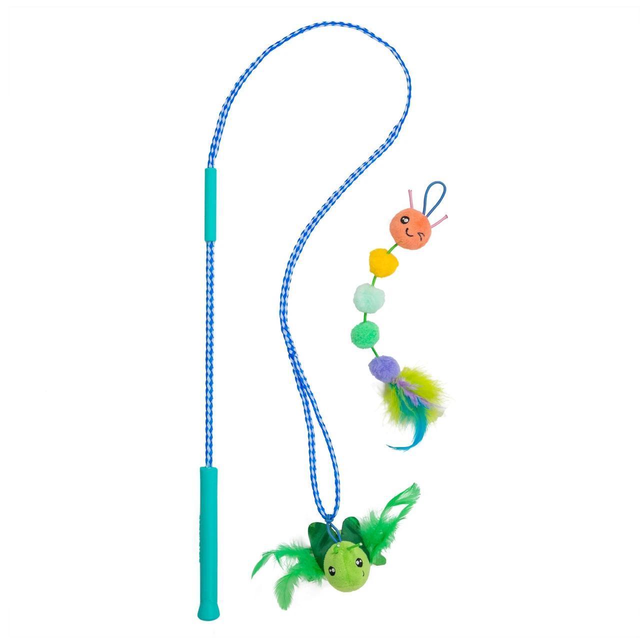 Outward Hound Catstages Tail Teaser Ground Prey Cat Wand Green