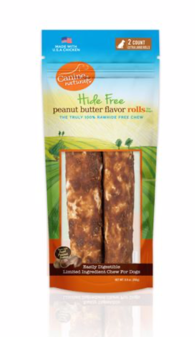 Canine Natural 10" Peanut Butter Roll Hide Free Chew 2pk