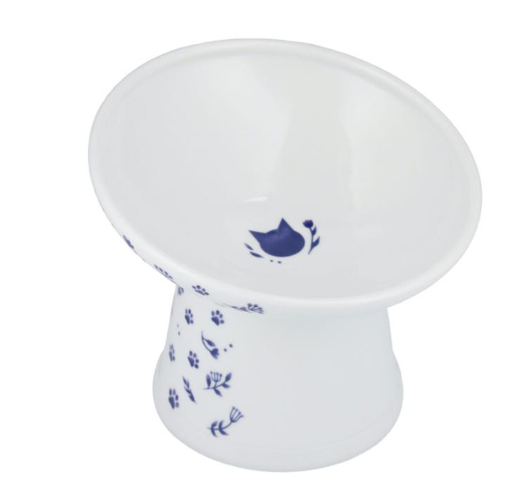 Necoichi Nordic Blue Raised Cat Bowl