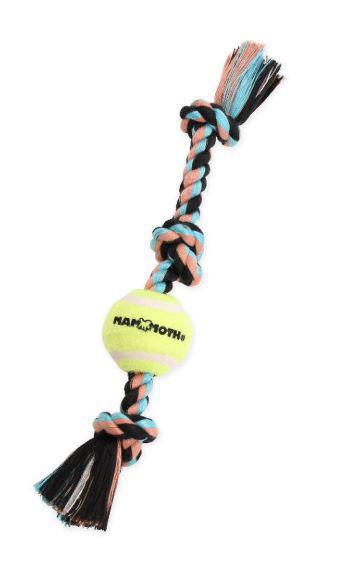 Mammoth Flossy Chew Mini 11" 3 Knot w/ Tennis Ball Tug Toy