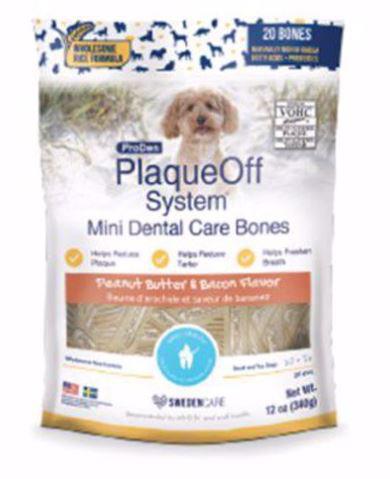 PlaqueOff Mini Peanut Butter Bacon Dental Bones 12oz
