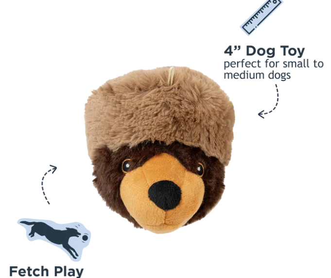 Tall Tails Brown Bear Hat 2-in-1 Fetch Ball 4"