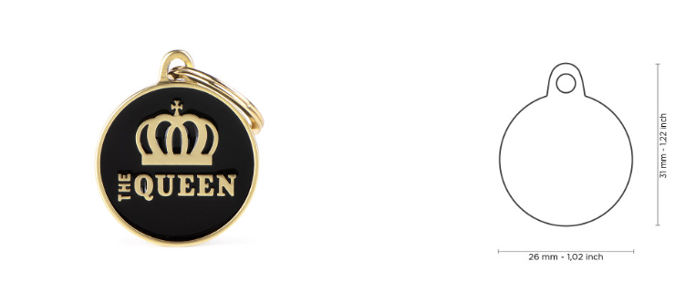 MyFamily Charms Black Satin "The Queen" ID Tag
