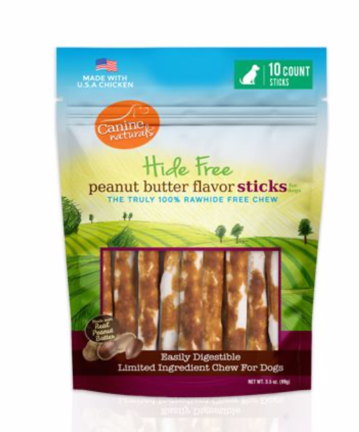Canine Natural 5" Peanut Butter Stick Hide Free Chew 10pk