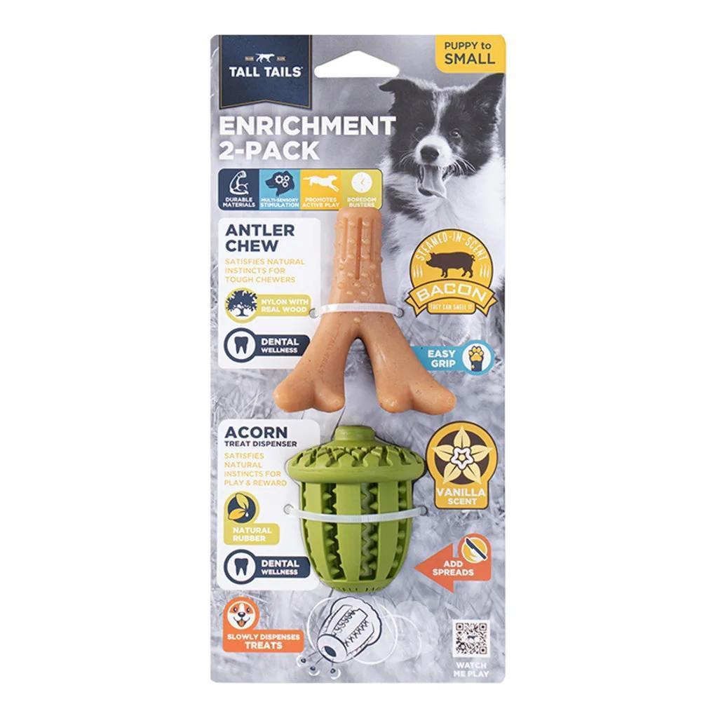 Tall Tails 2Pk Puppy Sm Dog Antler & Acorn Chew Toy