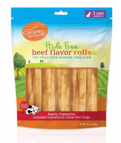 Canine Natural 7" Beef Roll Hide Free Chew 5pk