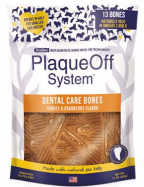 PRODEN PLAQUE OFF 17OZ DENTAL BONES TURKEY & CRANBERRY GF