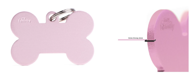 MyFamily Basic XL Aluminum Pink Bone ID Tag