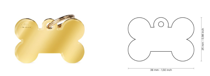MyFamily Basic Big Bone ID Tag in Gold-Plated Brass