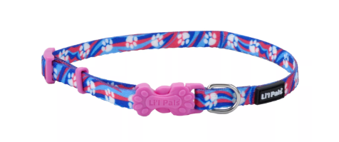 Li'l Pals 3/8" Adjustable Collar Blue Paws 6"-8"