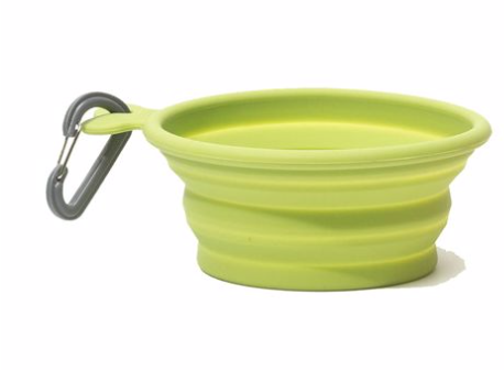 Messy Mutts Bowl Collapsible Silicone Dog Feeder Green