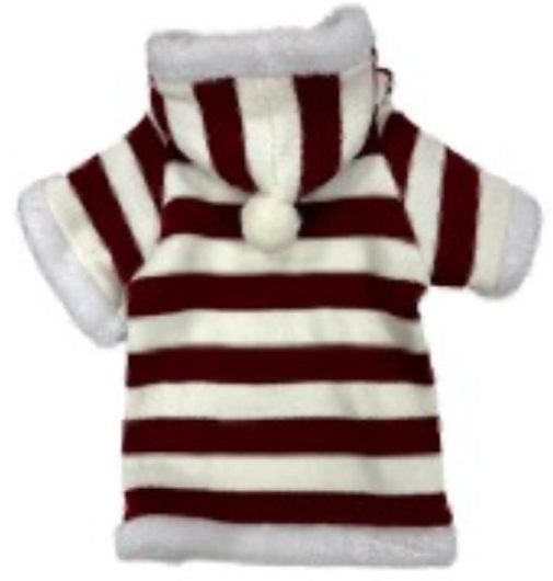 Petrageous Cream and Cinnamon Red Striped Thick Hoodie Sweater MD