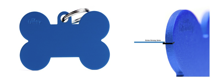 MyFamily Basic XL Aluminum Blue Bone ID Tag