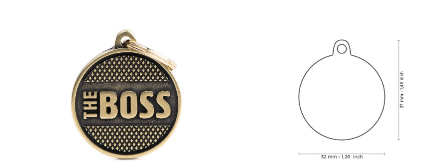 MyFamily Bronx "The Boss" Big Circle with Rhombus ID Tag in English Brass