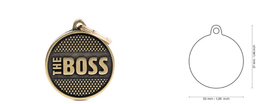 MyFamily Bronx "The Boss" Big Circle with Rhombus ID Tag in English Brass