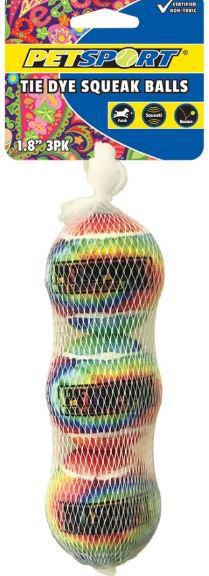 PetSport Tie Dye Squeak Ball 1.8" 3pk