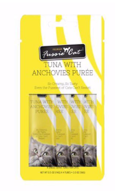 Fussie Cat Tuna Anchovies Puree Treat 0.5oz 4ct