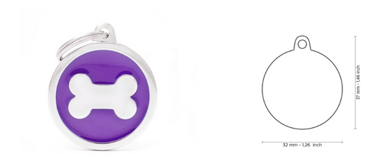 MyFamily Classic Big Purple Circle with Bone ID Tag