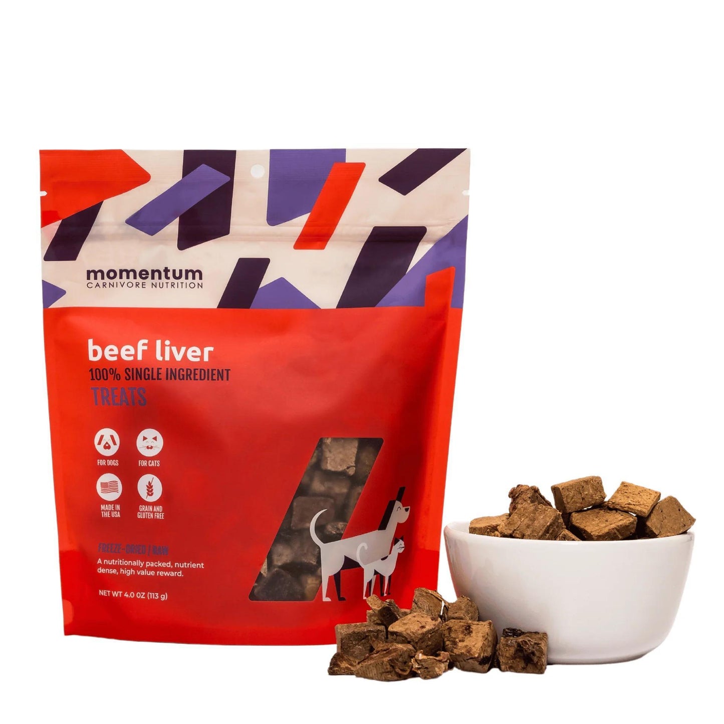 Momentum 4oz Dog/Cat Beef Liver Freeze Dried Treat GF