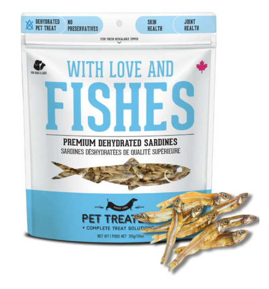 Pet Treatery With Love & Fishes Premium Dehydrated Sardines Dog & Cat Treats 7.4oz
