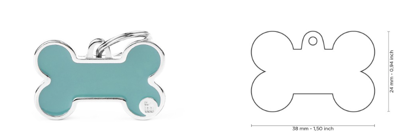 MyFamily Basic Handmade Big Light Blue Bone ID Tag