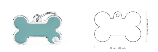 MyFamily Basic Handmade Big Light Blue Bone ID Tag