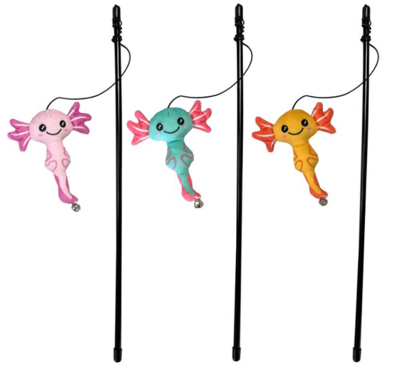 Ethical Pet SPOT Axolotl Squiggles Wand Teaser Cat Toy Assorted Colors