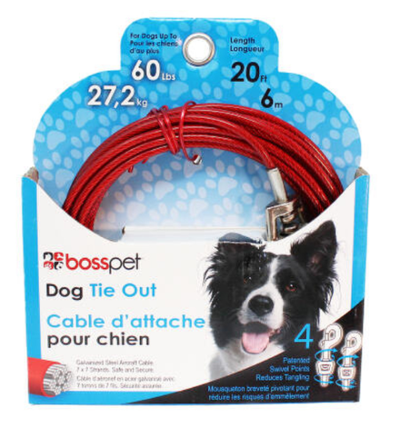 Boss Pet 20' Tie-out w/ Spring Large 60#