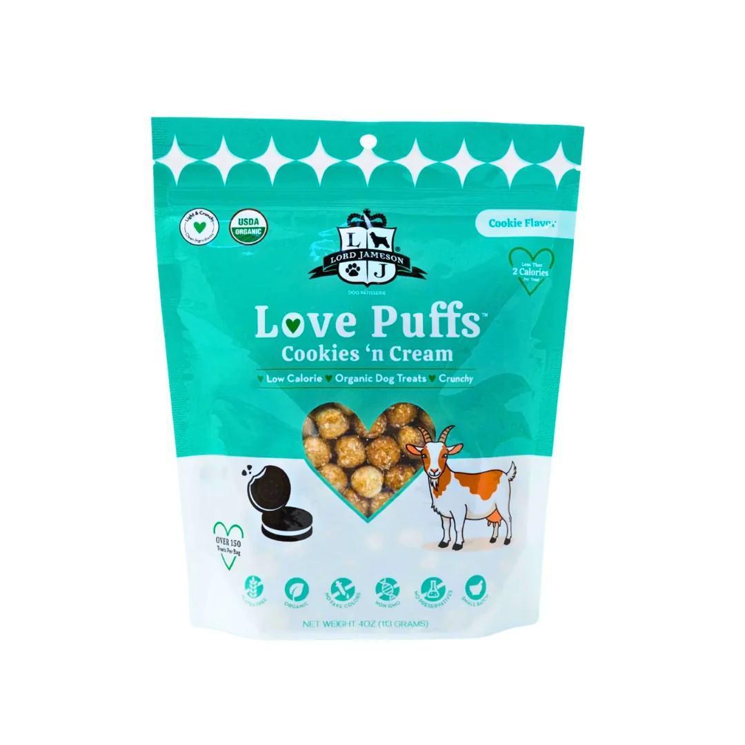 Lord Jameson Dog Love Puffs Organic Treats Cookies & Cream 4oz