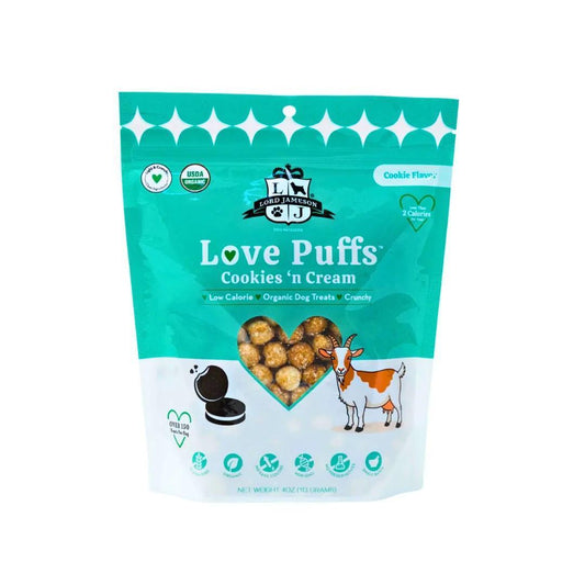 Lord Jameson Dog Love Puffs Organic Treats Cookies & Cream 4oz