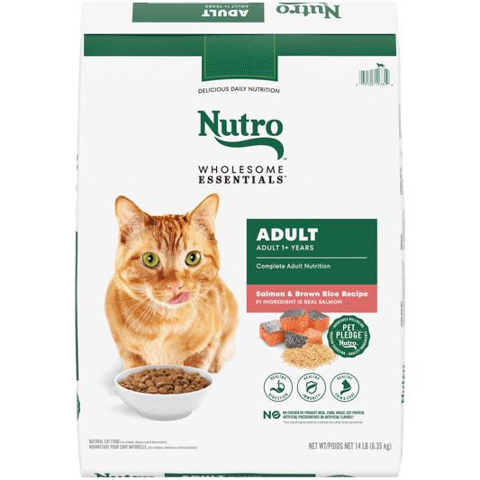 Nutro Wholesome Essentials Natural Dry Cat Food Adult Cat Salmon & Brown Rice Recipe 5#