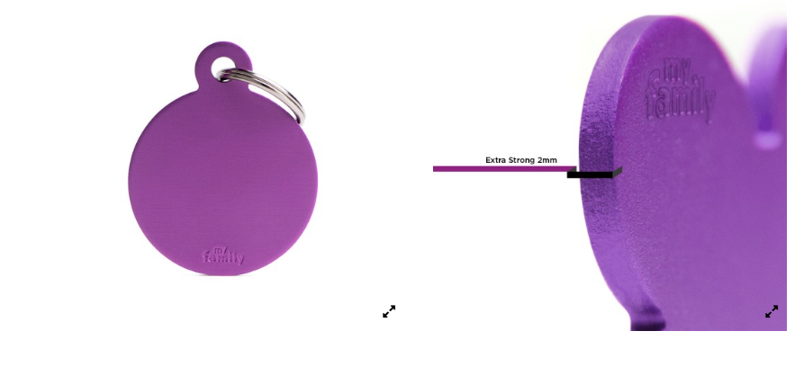 MyFamily Basic Big Aluminum Purple Circle ID Tag