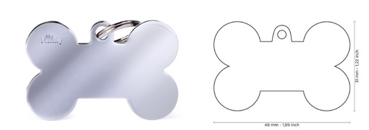 MyFamily Basic XL Bone ID Tag in Chrome-Plated Brass