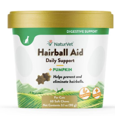 NaturVet Hairball Aid w/ Pumpkin Cat 60ct