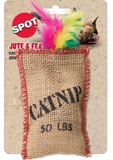 Spot Jute & Feather Sack w/Catnip