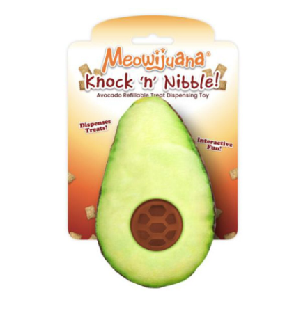 Meowijuana Knock 'n' Nibble Refillable Treat Dispenser Avocado
