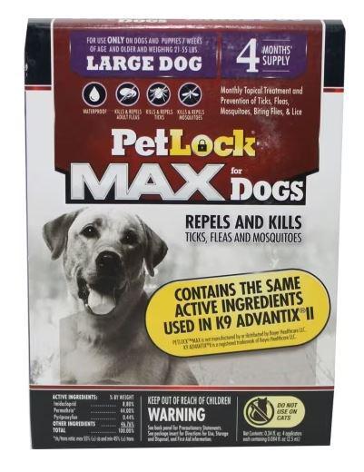 PetLock Max Flea&Tick LG 4pk