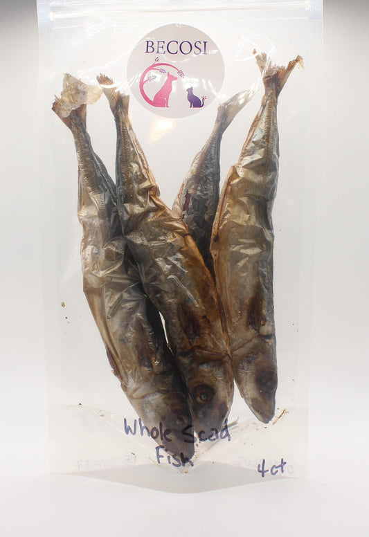 Becosi Dehydrated Whole Dragon Round Scad Fish 4 ct